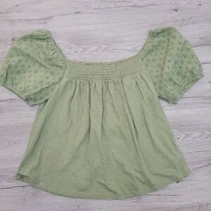 Lucky Brand Sage Eyelet Puff Sleeve Blouse